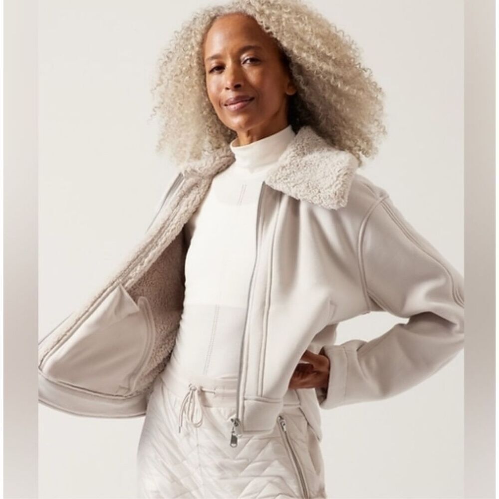 Athleta Westbound Full Zip Sherpa Bomber Jacket Women’s Small
